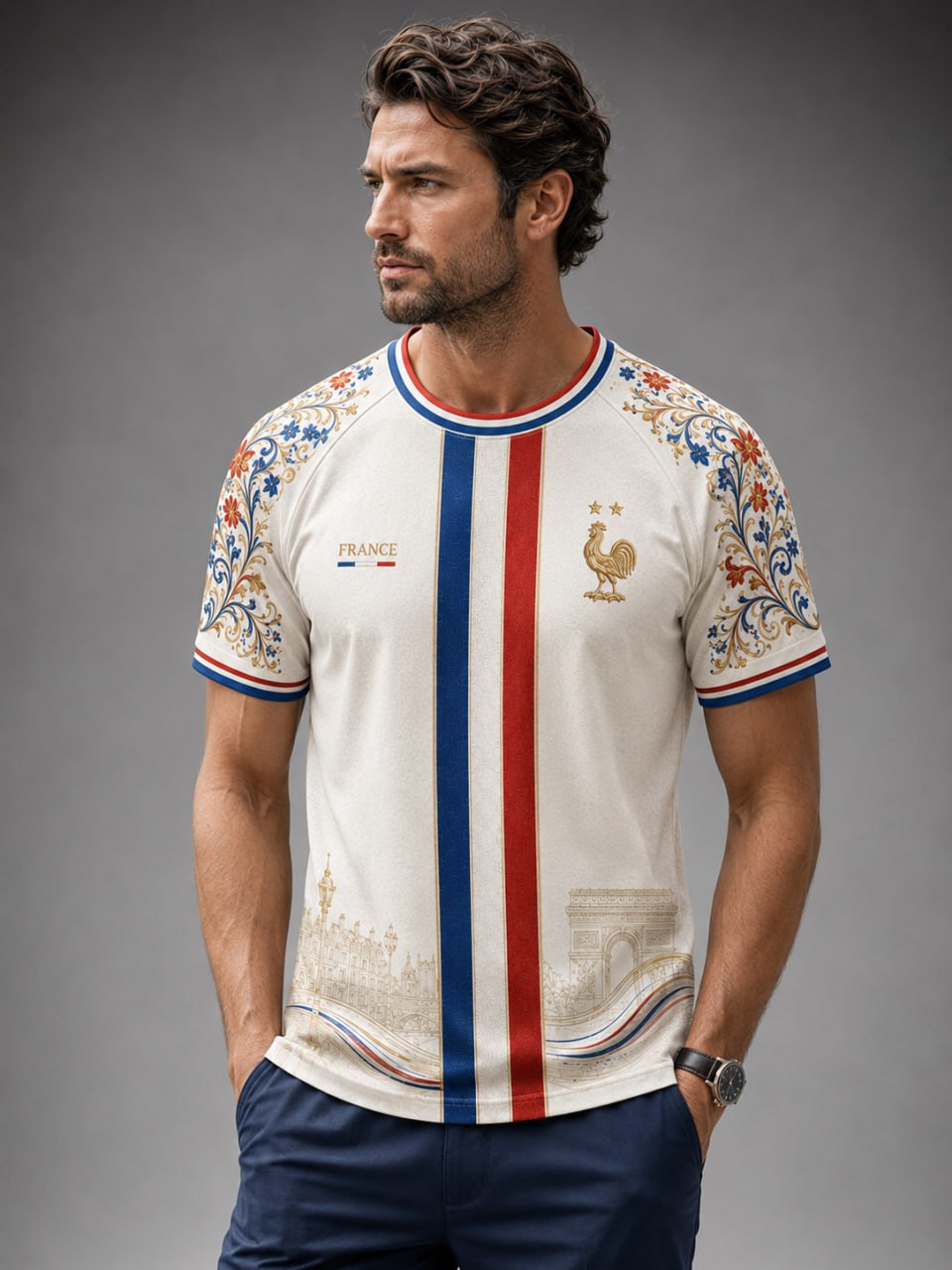 T-shirt femme France Football à col rond et manches courtes